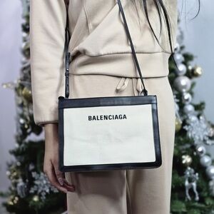 Balenciaga Black and Cream Crossbody Bag